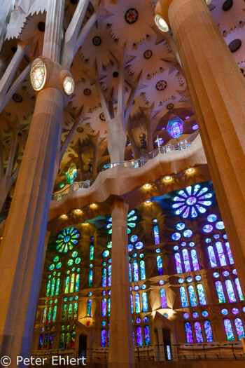 Blau-grüne Fensterseite  Barcelona Catalunya Spanien by Peter Ehlert in Barcelonas Kirchen