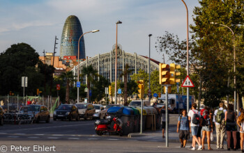 Nordbahnhof mit Torre Agbar  Barcelona Catalunya Spanien by Peter Ehlert in Barcelona Stadtrundgang