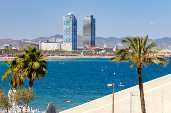 Port Olympic mit Hochhäusern und casino  Barcelona Catalunya Spanien by Peter Ehlert in Barcelona Stadtrundgang