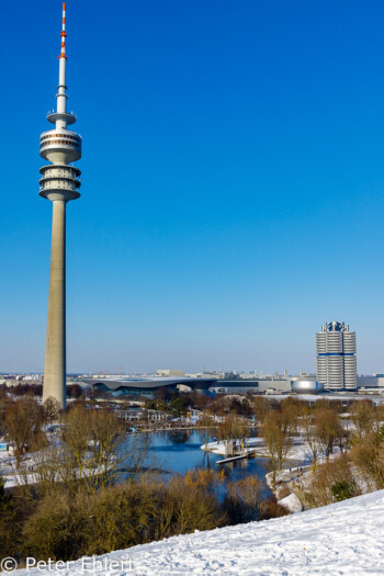 Fernsehturm und BMW Häuser  München Bayern Deutschland by Peter Ehlert in Olympiapark im Winter