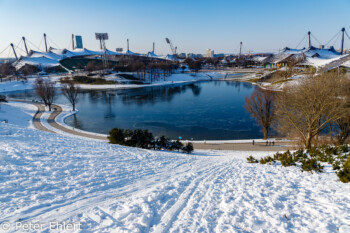 See mit Stadion und Schwimmhalle  München Bayern Deutschland by Peter Ehlert in Olympiapark im Winter
