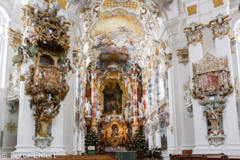 Altar aus der Mitte heraus  Steingaden Bayern Deutschland by Peter Ehlert in Wieskirche im Winter