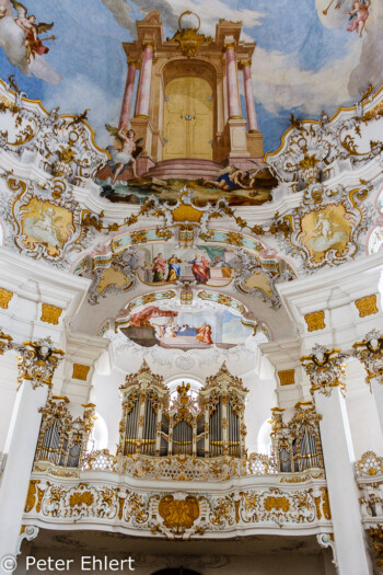 Orgel und Decke  Steingaden Bayern Deutschland by Peter Ehlert in Wieskirche im Winter