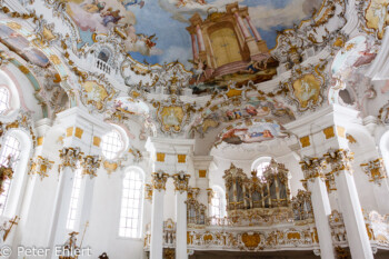 Orgel und Decke  Steingaden Bayern Deutschland by Peter Ehlert in Wieskirche im Winter