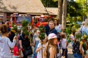 Kinder mit Heidesträußen vor Festumzug  Faßberg Niedersachsen Deutschland by Peter Ehlert in Lüneburger Heide