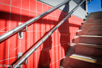 Rote Treppe mit Schatten  München Bayern Deutschland by Peter Ehlert in MUC-Ostbahnhof