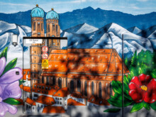 Frauenkirche Fassaden-Kunst mit Tür  München Bayern Deutschland by Peter Ehlert in MUC-Ostbahnhof